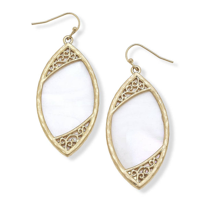 Kennedy Earrings In White Mother Of Pearl Shell