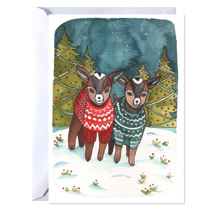 Holiday Goats in Sweaters Card