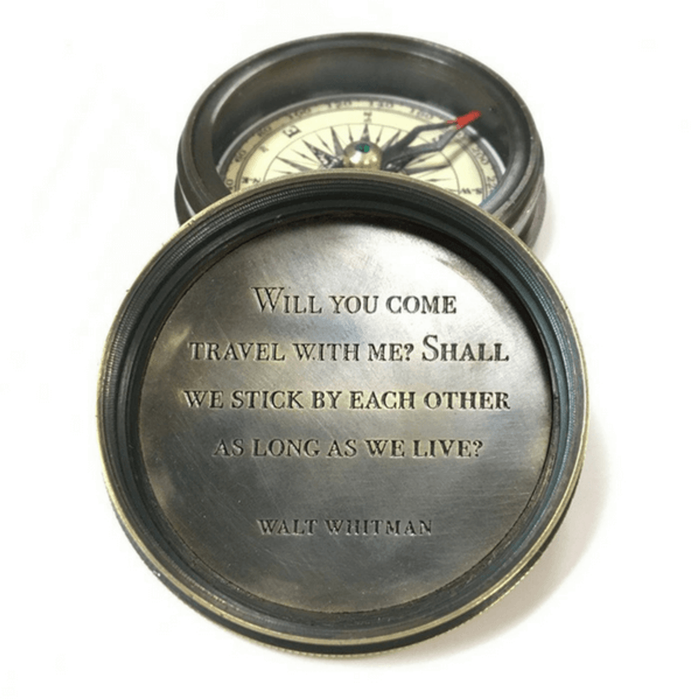 Walt Whitman Engraved Compass