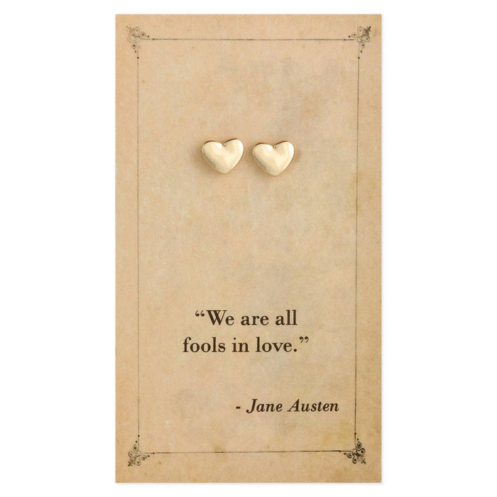 Literary Quotes Heart Post Earrings