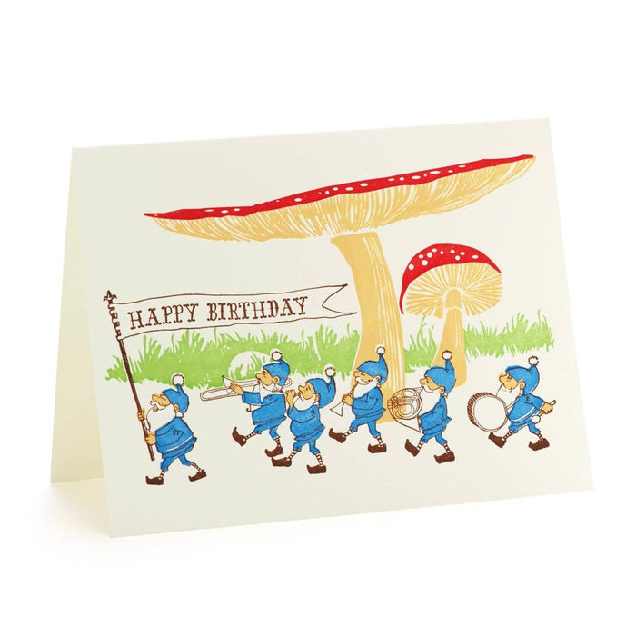 Gnomes Parade Happy Birthday Card
