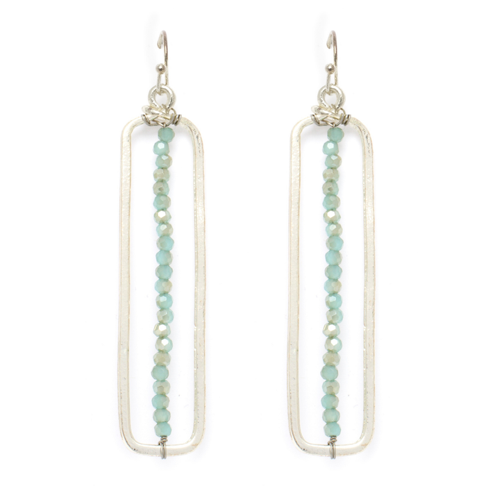 Vintage Aqua Rectangular Earrings