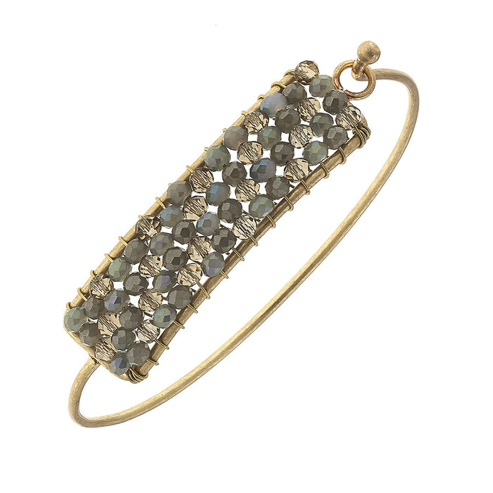 Florence Beaded Latch Bangle In Grey Glass