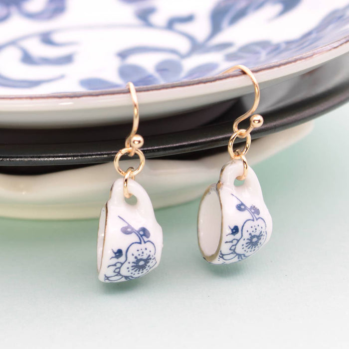 Vintage Ceramic Tea Cup Earrings