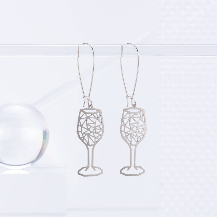 Wine Geometric Glass Earrings