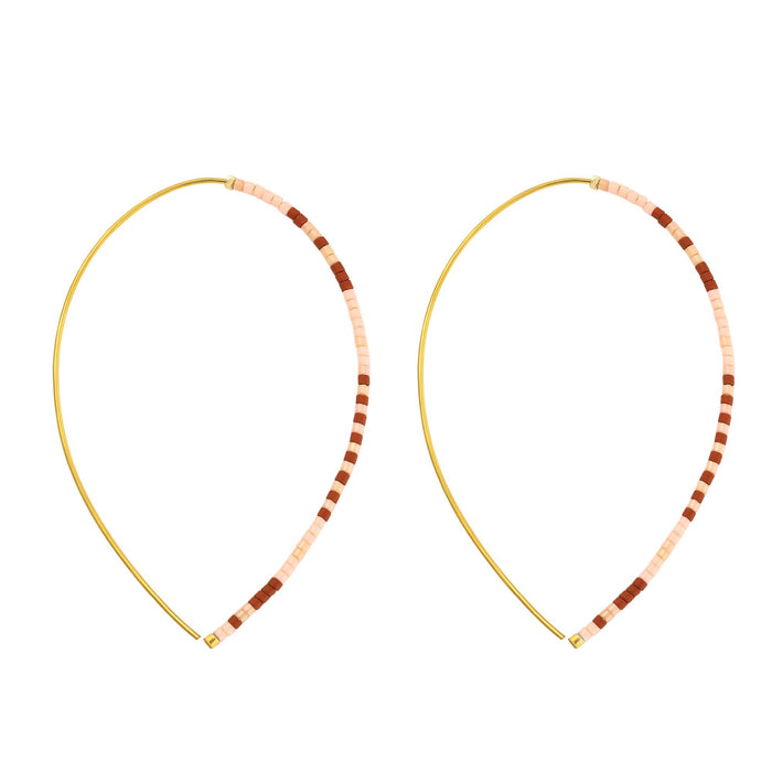 Miyuki Delica V Hook Earrings, Peach & Rust tones