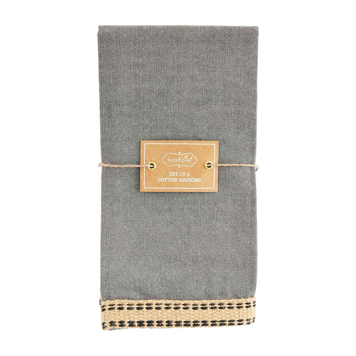 Gray Jute Edge Napkin Set