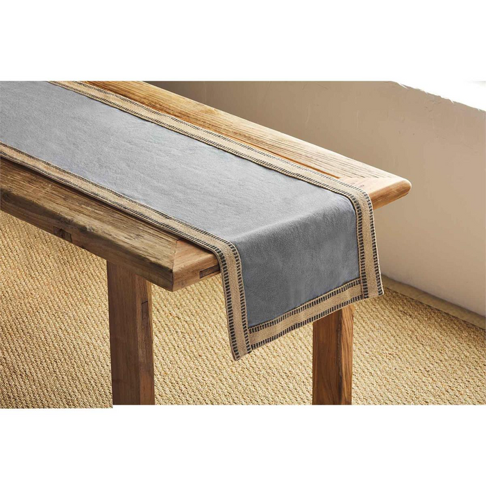 Gray Jute Edge Table Runner