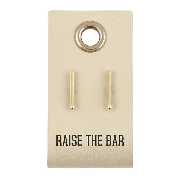 Leather Tag  W/ Earrings - Bar