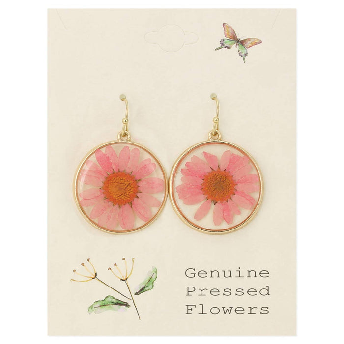 Pink Chrysanthemum Dried Flower Earrings