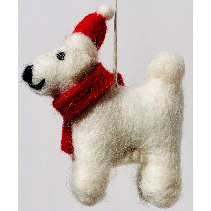 Felt Santa Poodle Ornament