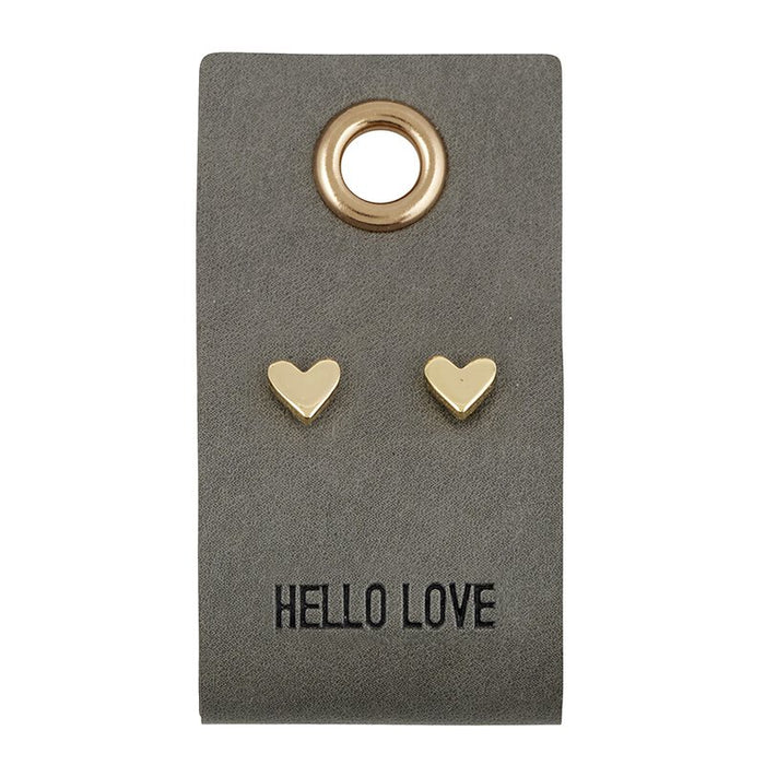 Leather Tag W/ Earring  - Heart
