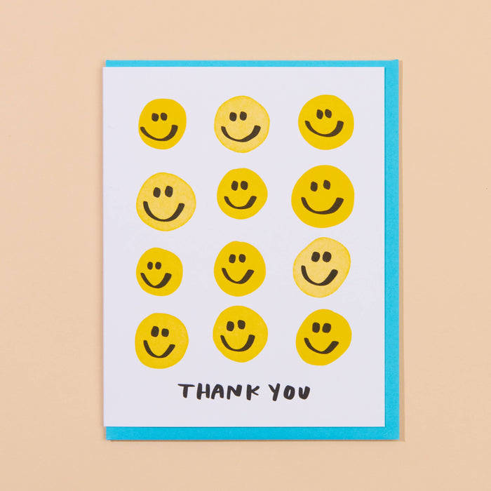Smiley Thanks Letterpress Greeting Card