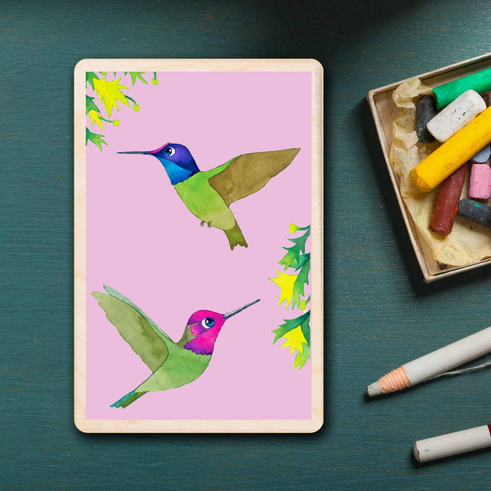 Hummingbirds Sustainable Wooden Postcard
