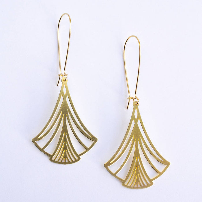 Art Nouveau Triangles Earrings | Brass