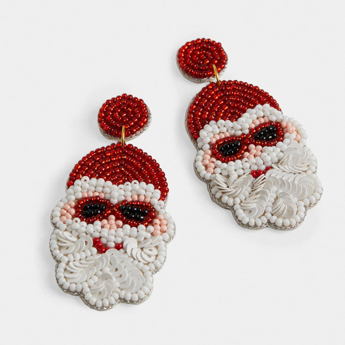 Santa Sunglasses Beaded Earrings