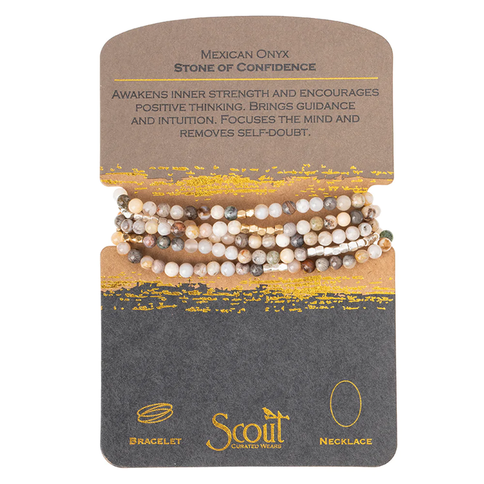Stone Wrap Bracelet/Necklace: Mexican Onyx - Stone of Confidence