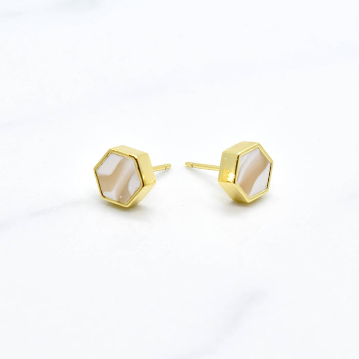 Crystal Quartz Hexagon Clay Studs