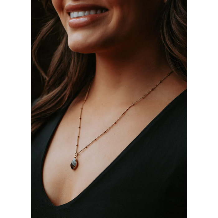 Gold Necklace With Stone Drop