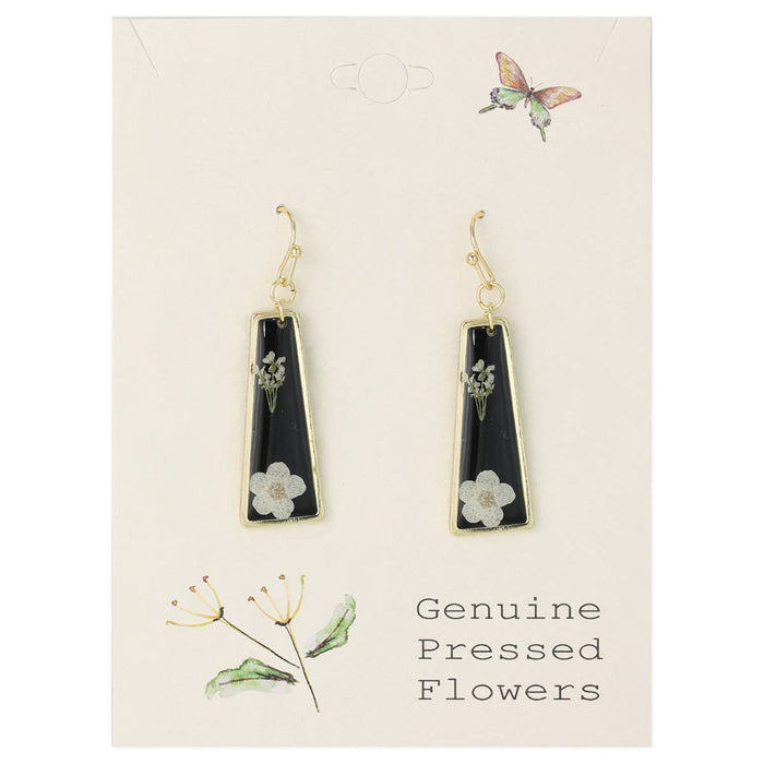 Dried Flower Gold Black Bar Earrings