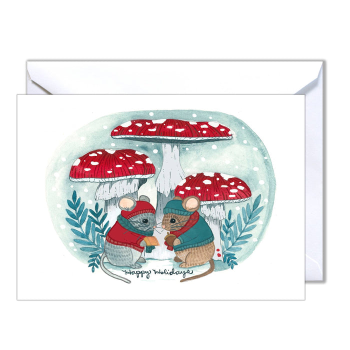 Happy Holidays Mice Blank Holiday Card