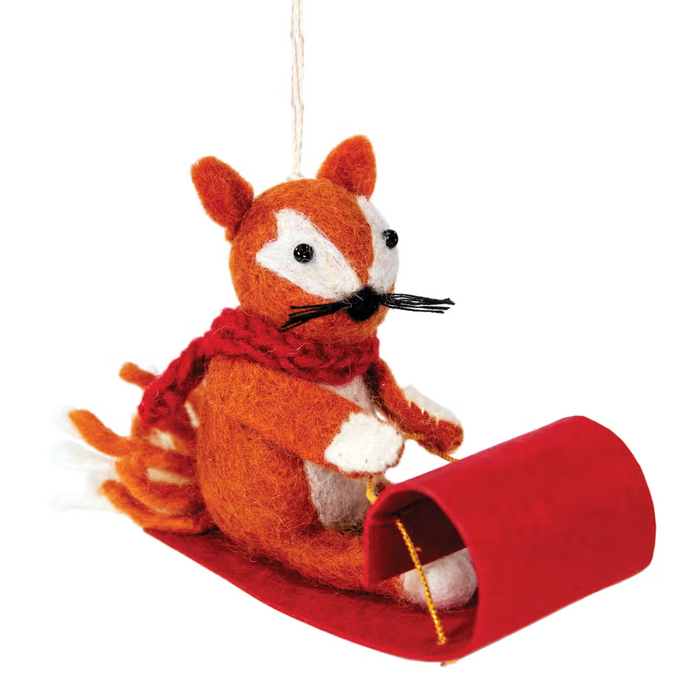 Toboggan Fox Ornament