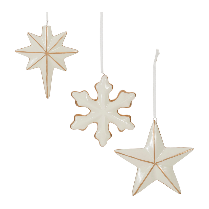 Ceramic White + Gold Ornaments