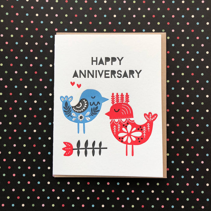 Happy Anniversary Birds - letterpress cards