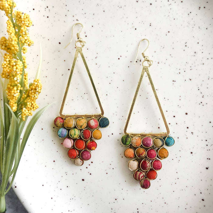 Kantha Reflective Chandelier Earring