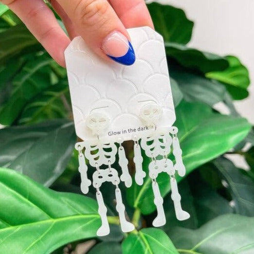 Glow in the Dark Skeleton Dangle Earrings