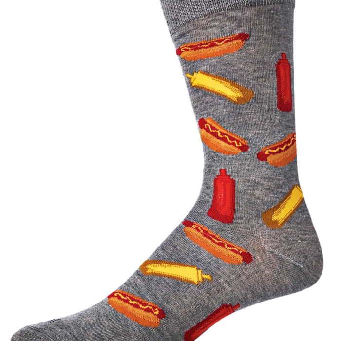 Hot Dogs Bamboo Men's Crew Socks