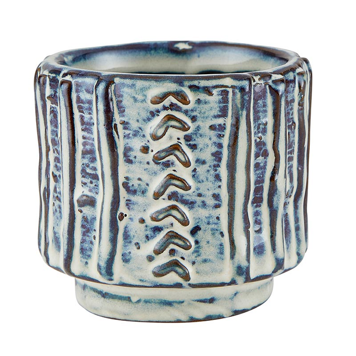 Small Blue Stone Textured Pot