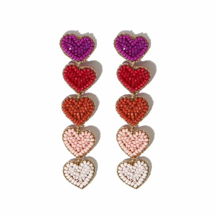 Magenta Ombre 5 Heart Dangle Post Earring