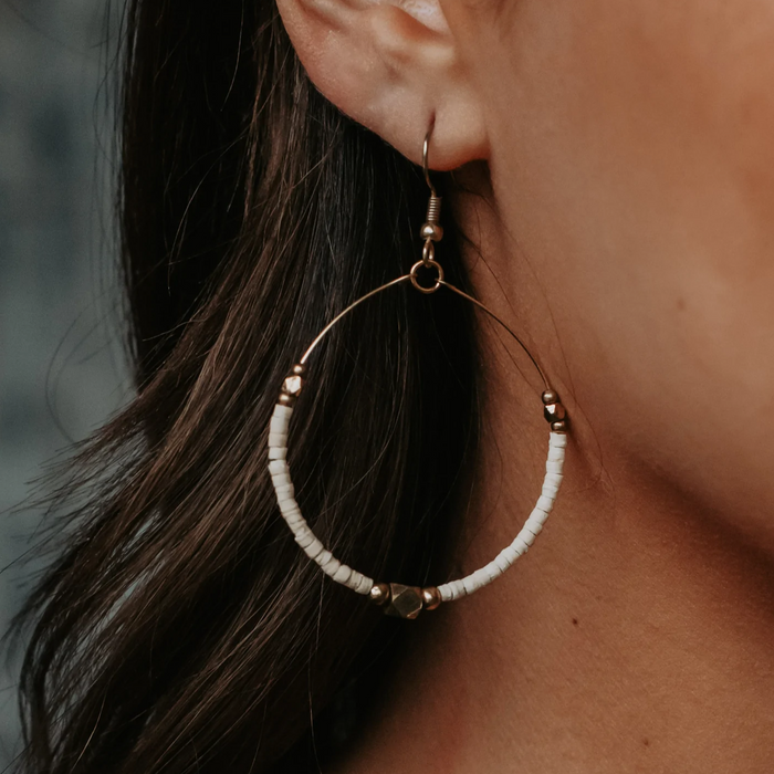 Gold Beaded Bangle Earrings