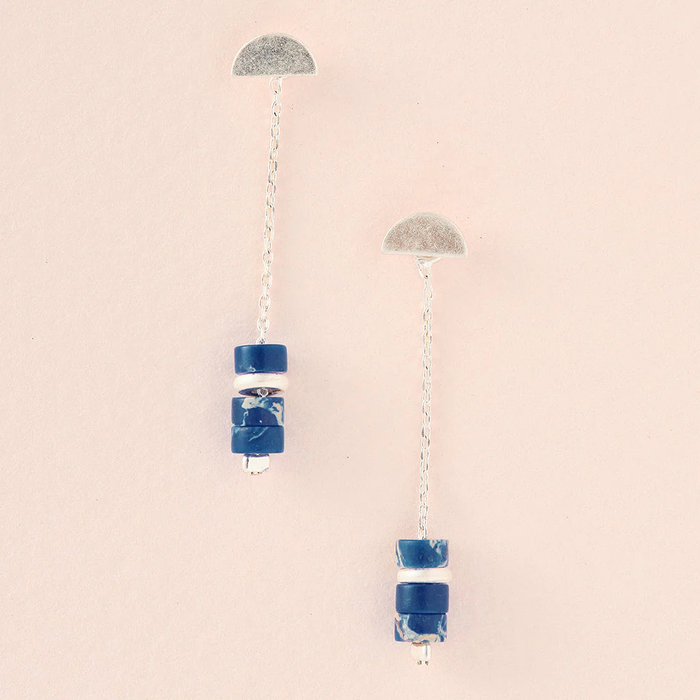 Stone Meteor Thread/Jacket Earring - Lapis