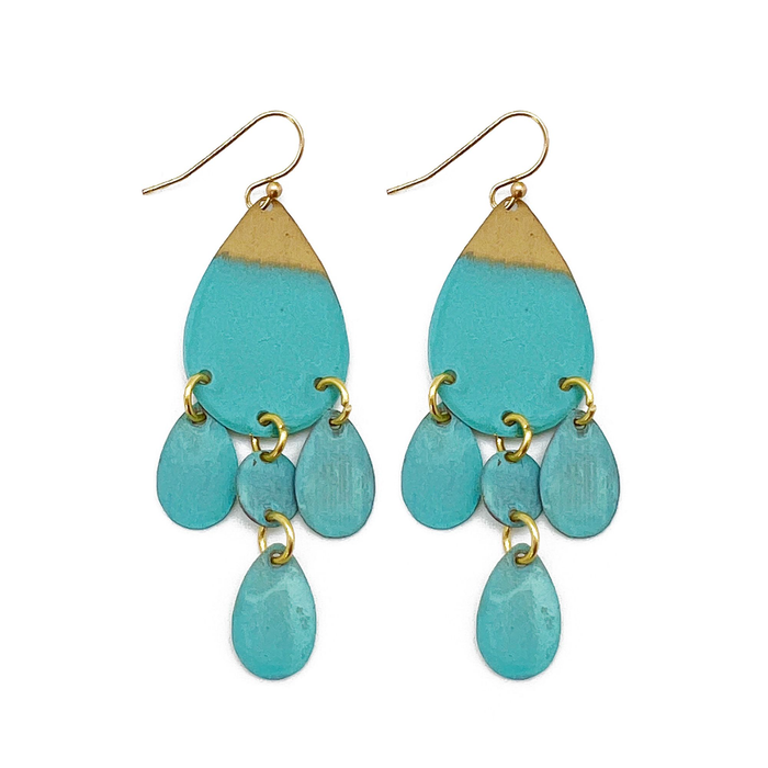 Patina Teardrop Earrings - Blue Teardrop Earrings