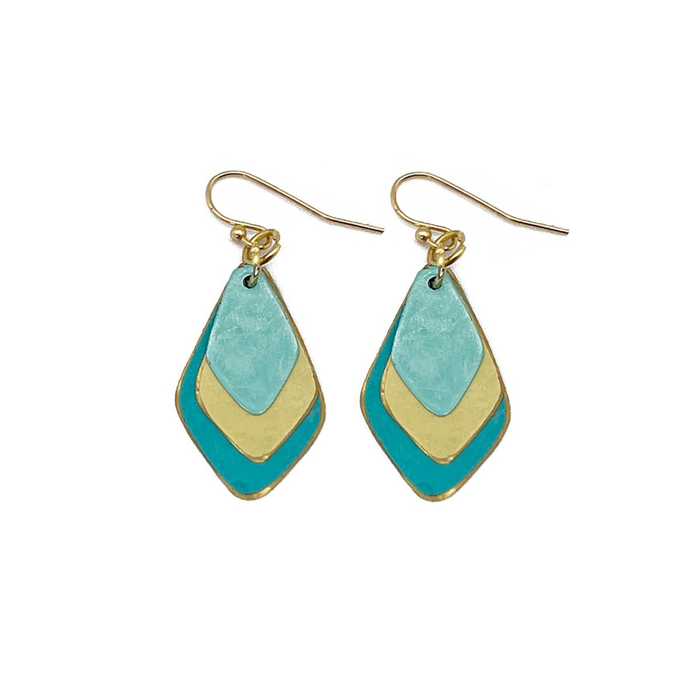 Patina Teardrop Earrings - Teal Layers