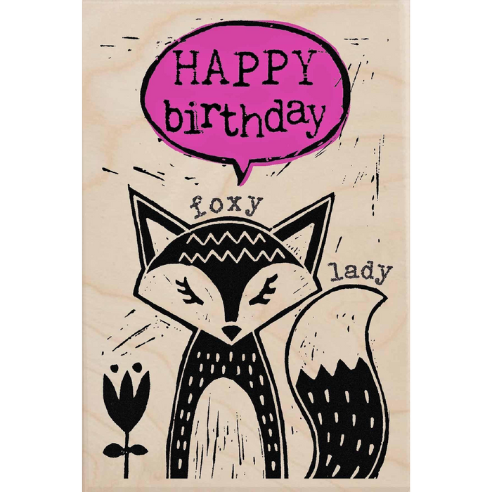 Foxy Lady- Happy Birthday Wooden Postcard