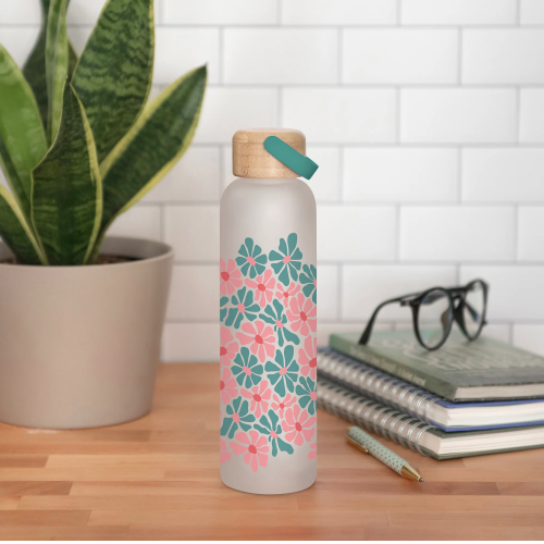 Daisy Maze - Glass Water Bottle