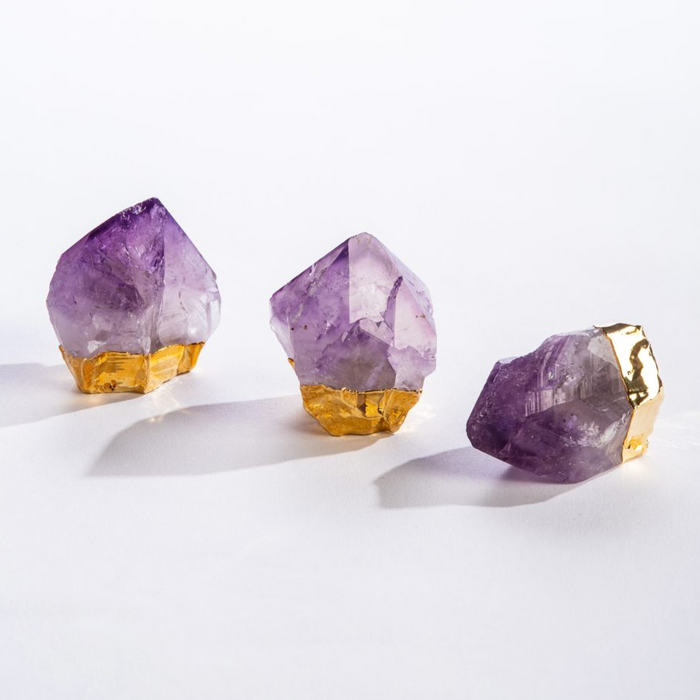 Gold Gilded Natural Standing Amethyst Point