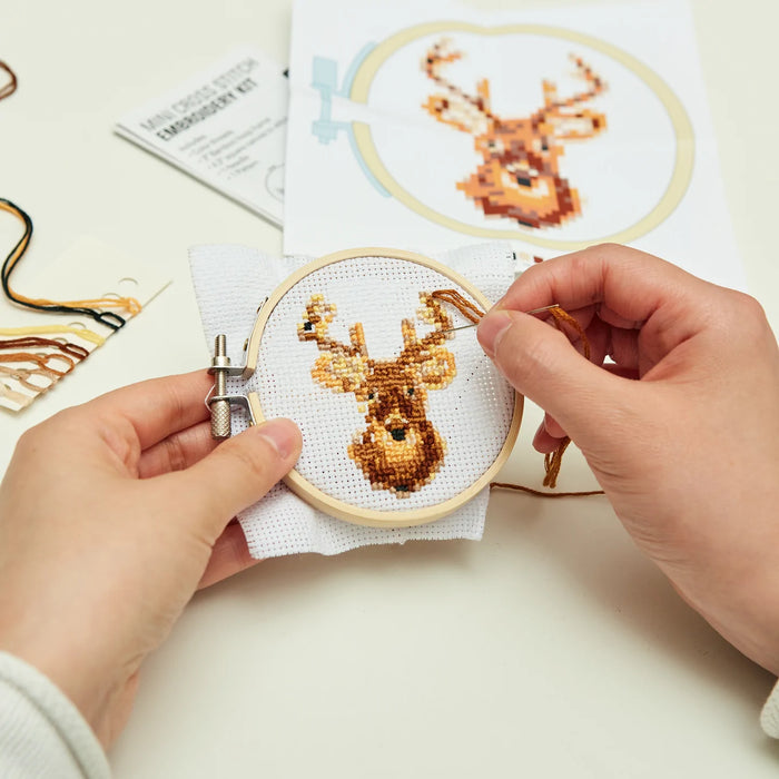 Mini Cross Stitch Embroidery Kit - Deer