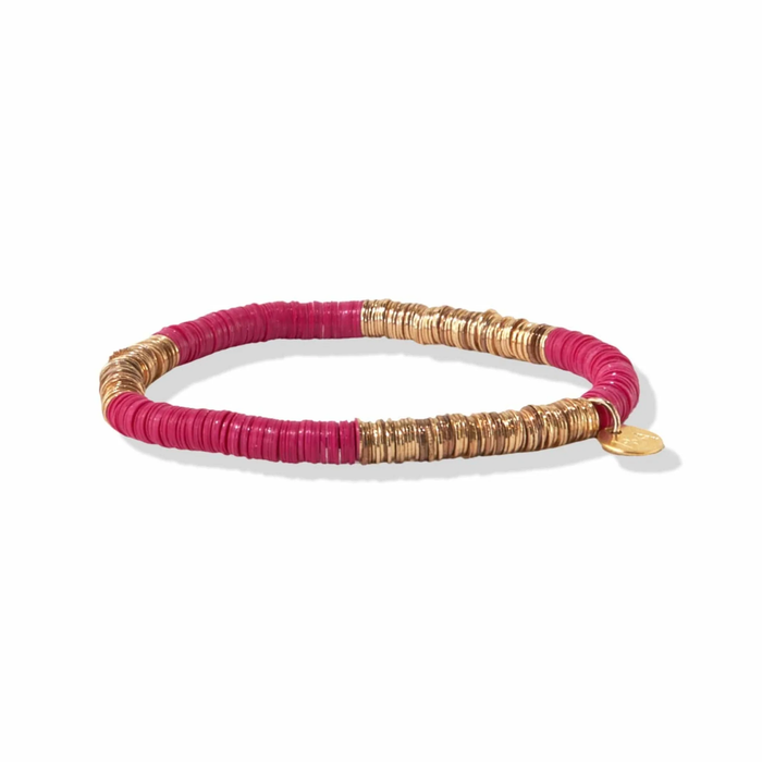 Hot Pink Gold Sequin Stretch Bracelet