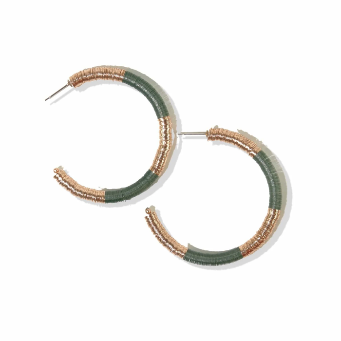 Emerald Gold Sequin Hoop Earring