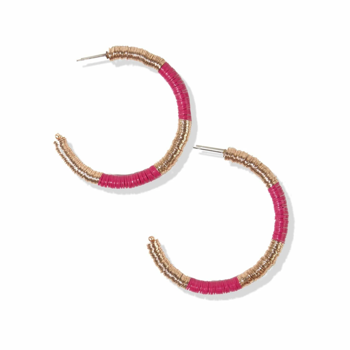 Hot Pink Gold Sequin Hoop Earring