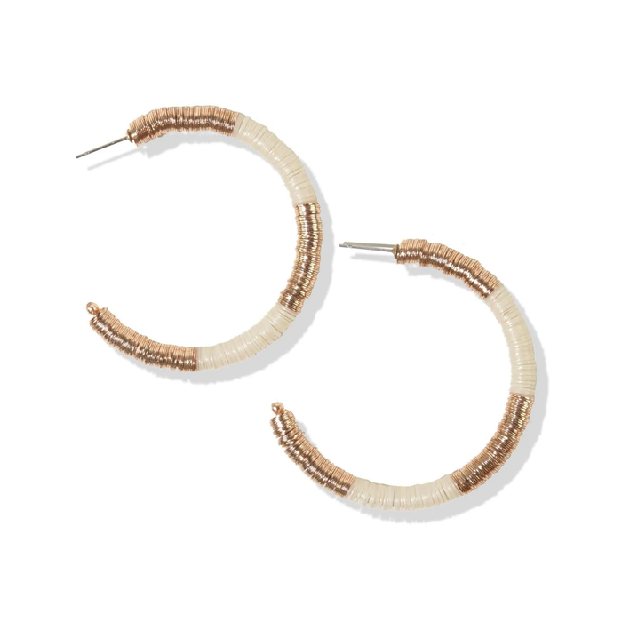 Ivory Gold Sequin Hoop Earring