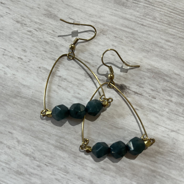 Gold Dangle Earring With Beads