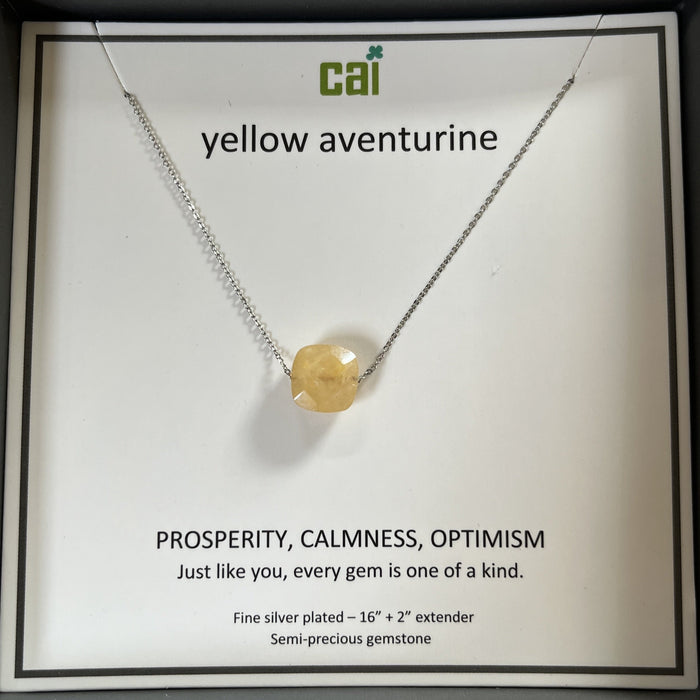 Silver Yellow Aventurine Gemstone Necklace