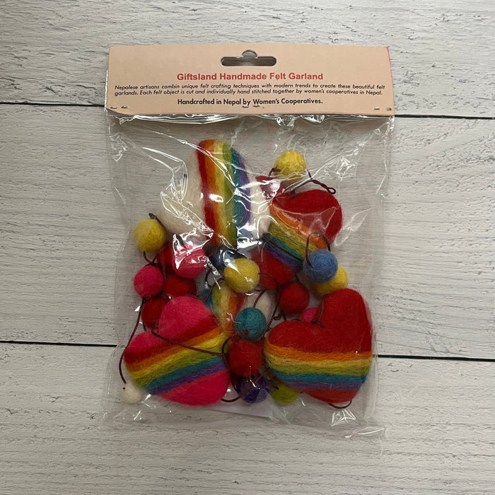 Felt Rainbow Heart Garland