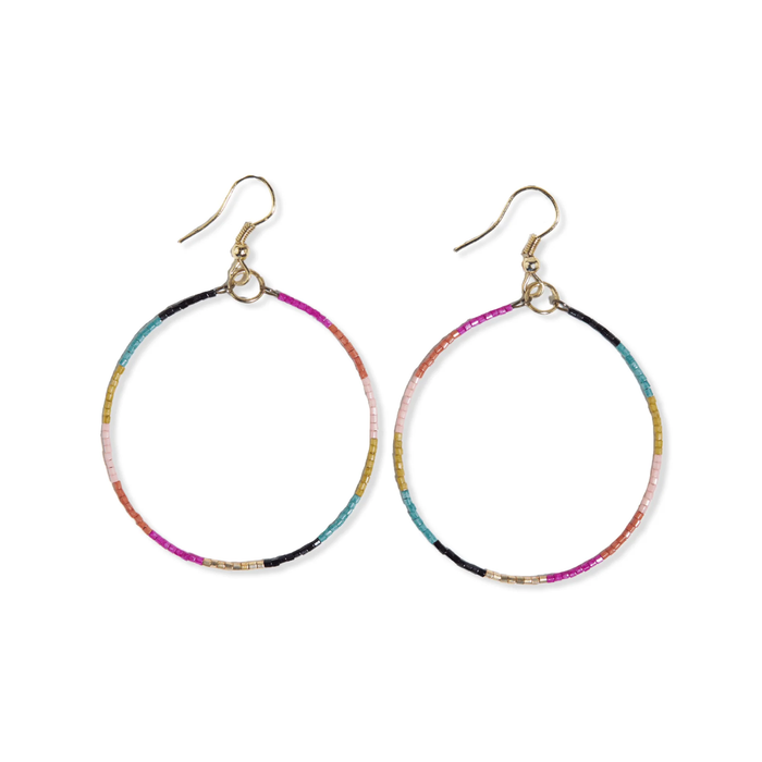 Muted Color Block Beaded Hoop