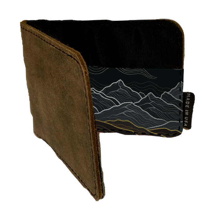 Leather Fold Wallet - Dark Mountains